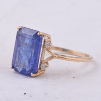 5.60 Ct Octagon Step Cut Natural Tanzanite 14K Gold Ring