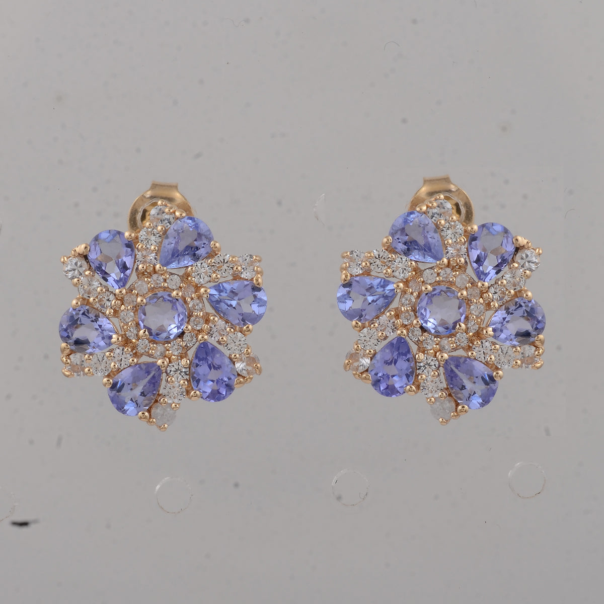 2.96 Ct Round Tanzanite 14K Gold Earrings