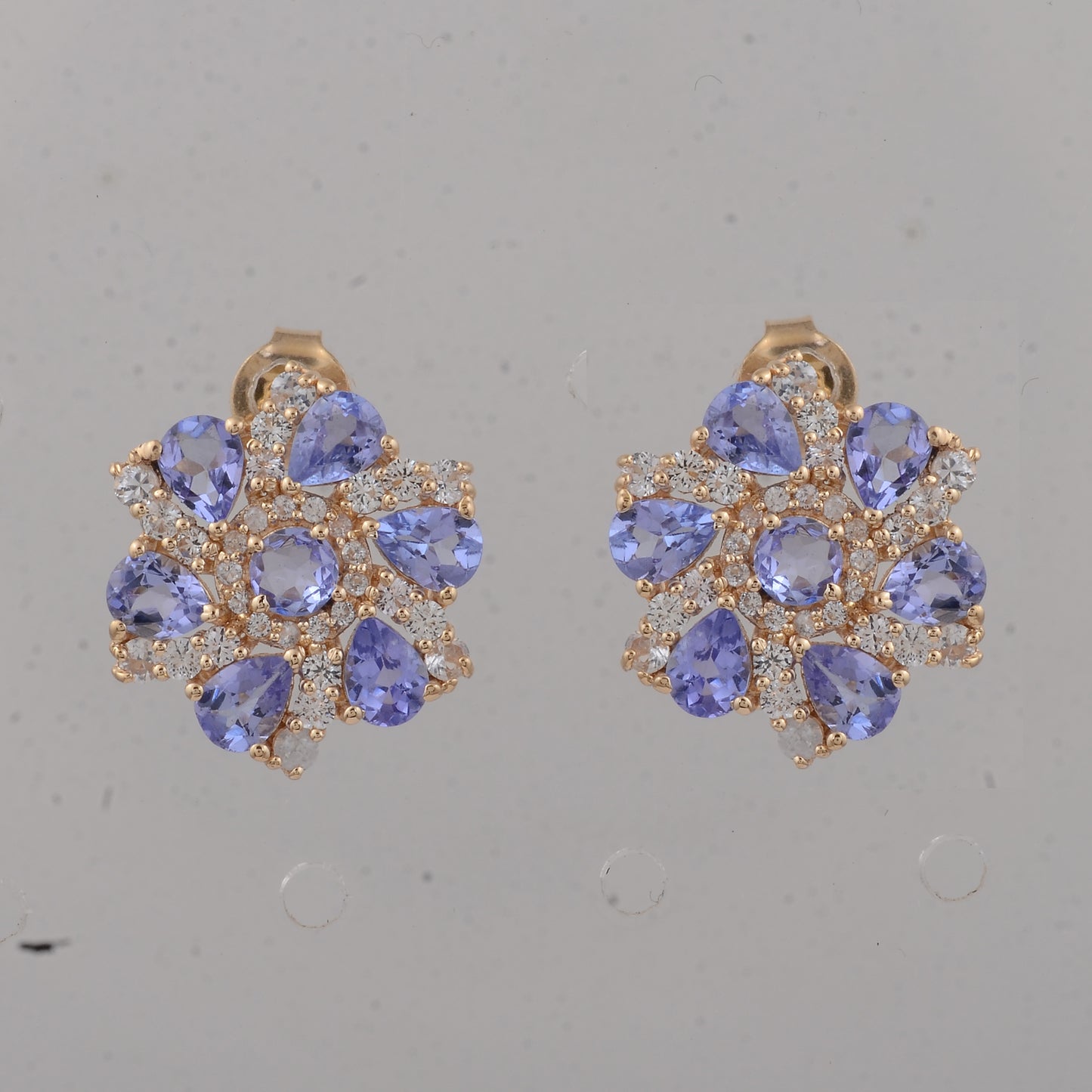 2.96 Ct Round Tanzanite 14K Gold Earrings
