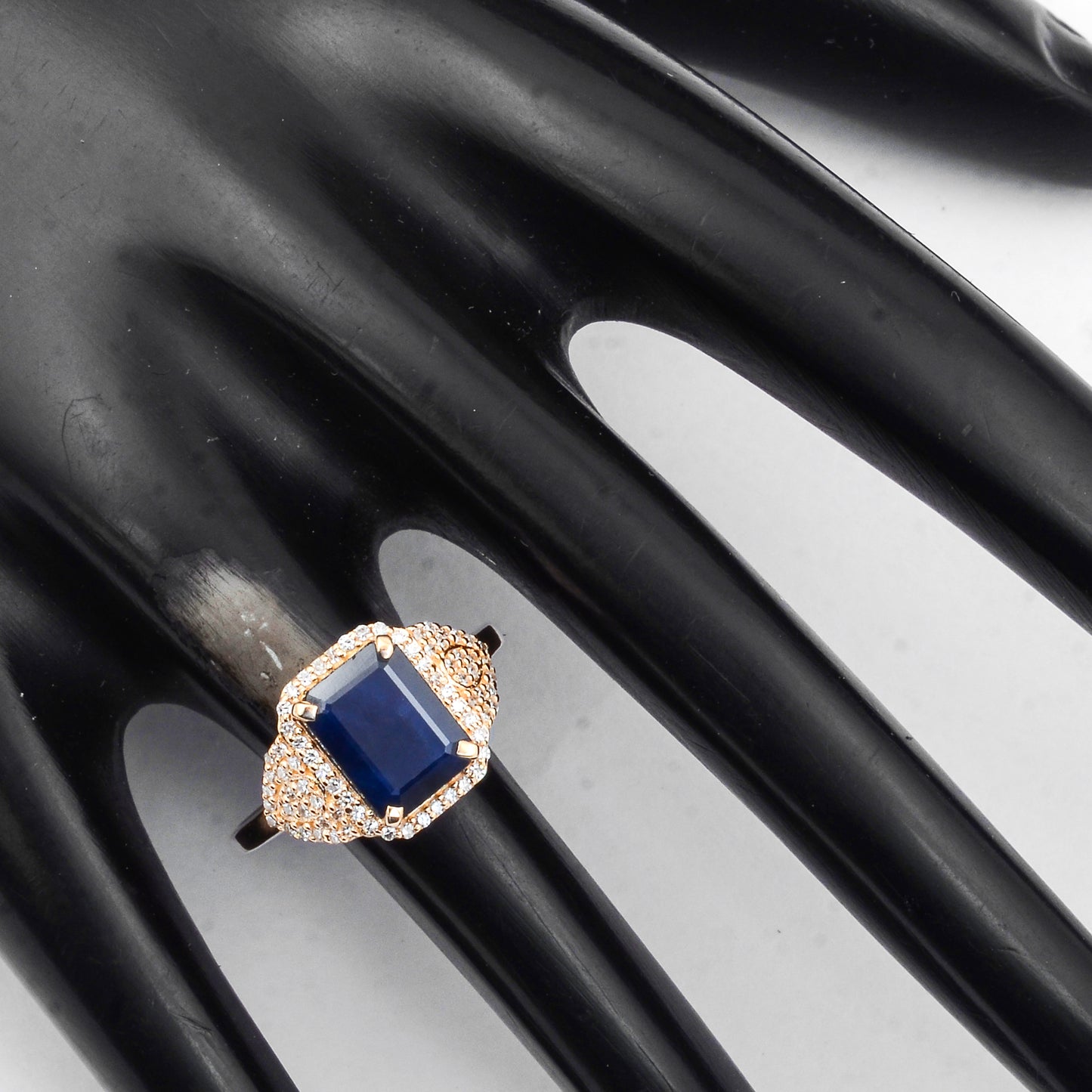 3.36 Ct Octagon Step Cut Natural Sapphire 14K Gold Ring