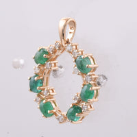 1.27 Ct Oval Cabochon Cut Natural Emerald 14K Gold Pendant