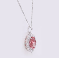 3.66 Carats Fancy Vivid Pink Lab Grown Diamond 14K Gold Pendant