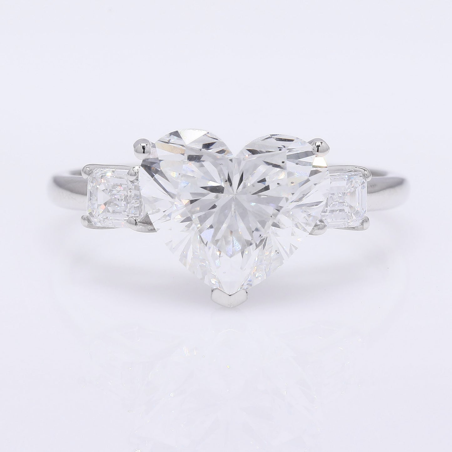 3.60 Ct Heart Brilliant Lab Grown Diamond 950 Platinum Ring
