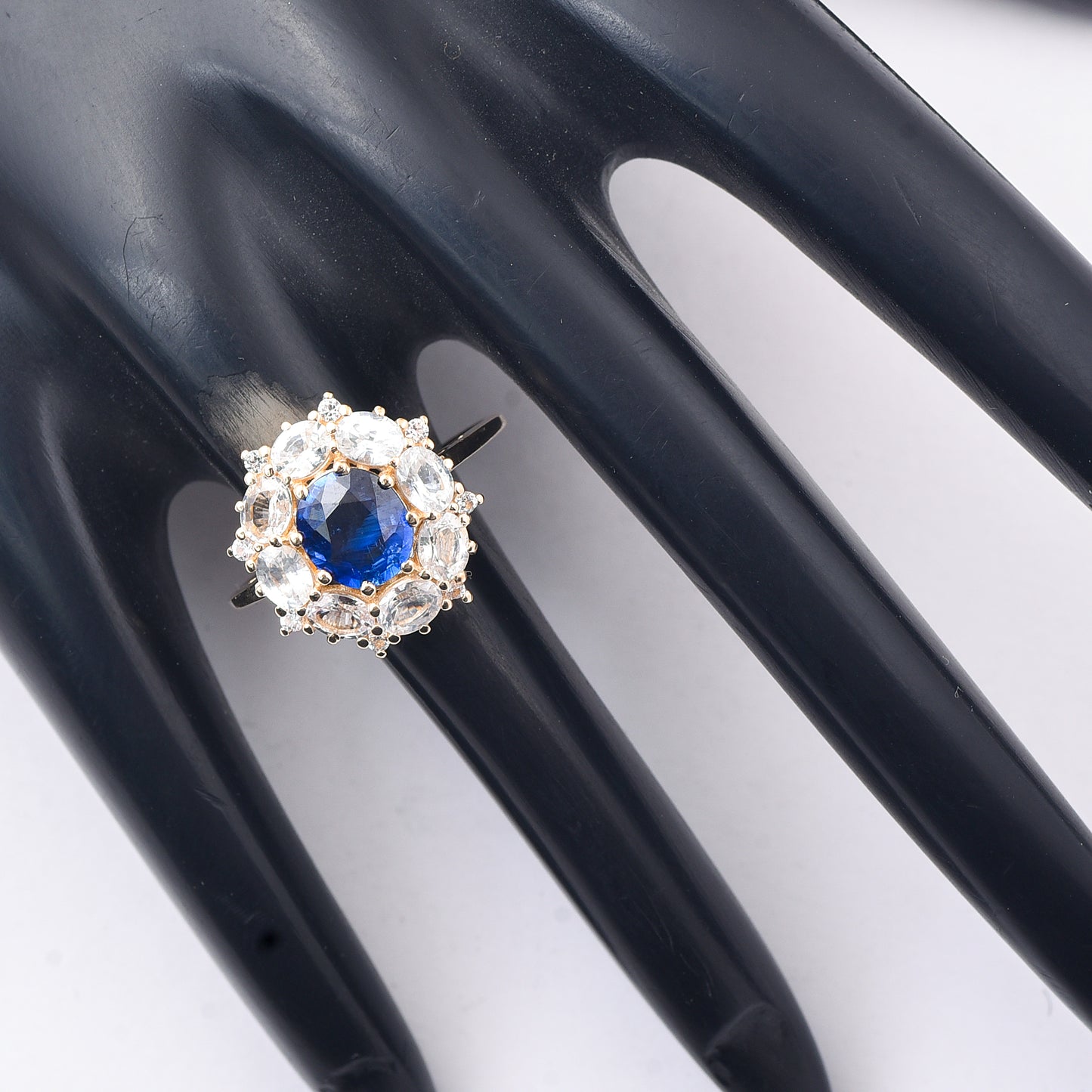 3.23 Ct Oval Mixed Cut Natural Sapphire 14K Gold Ring