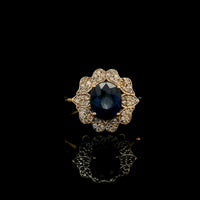 2.35 Ct Oval Mixed Cut Natural Sapphire 14K Gold Ring