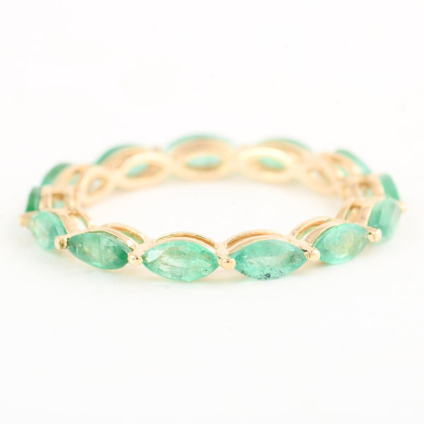 1.54 Ct Marquise Mixed Cut Natural Beryl Emerald 14K Gold Ring