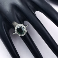 3.48 Ct Oval Mixed Cut Natural Green Sapphire 950 Platinum Ring