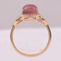 3.18 Ct Oval Cabochon Cut Natural Tourmaline 14K Gold Ring