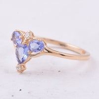 0.73 Ct Oval, Pear Natural Tanzanite 14K Gold Ring
