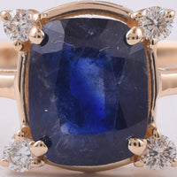 1.54 Ct Cushion Natural Sapphire 14K Gold Ring