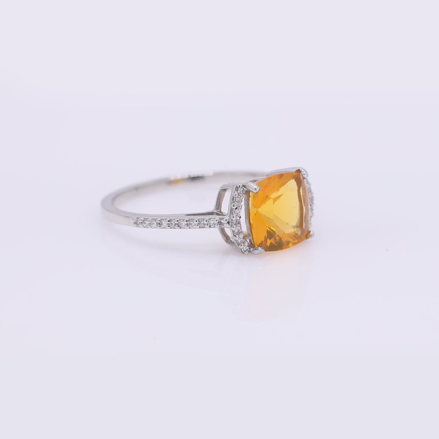 1.47 Ct Cushion Mixed Cut Natural Fire Opal 950 Platinum Ring