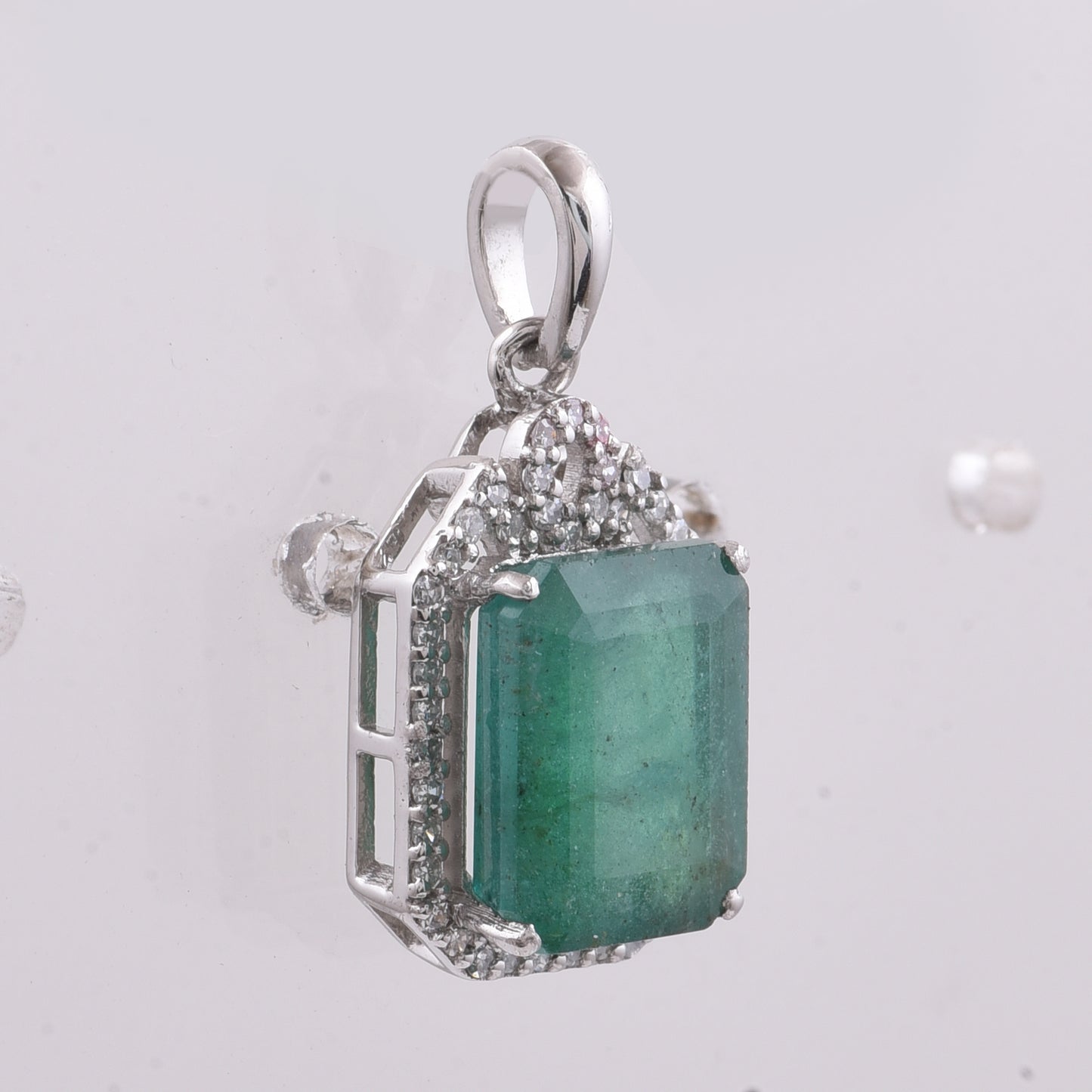 3.13 Ct Octagon Step Cut Natural Emerald 950 Platinum Pendant