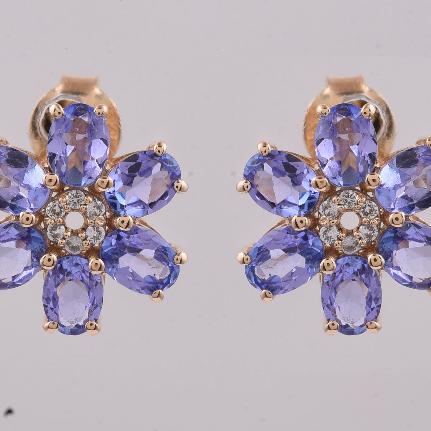 1.71 Ct Oval Natural Tanzanite 14K Gold Earrings