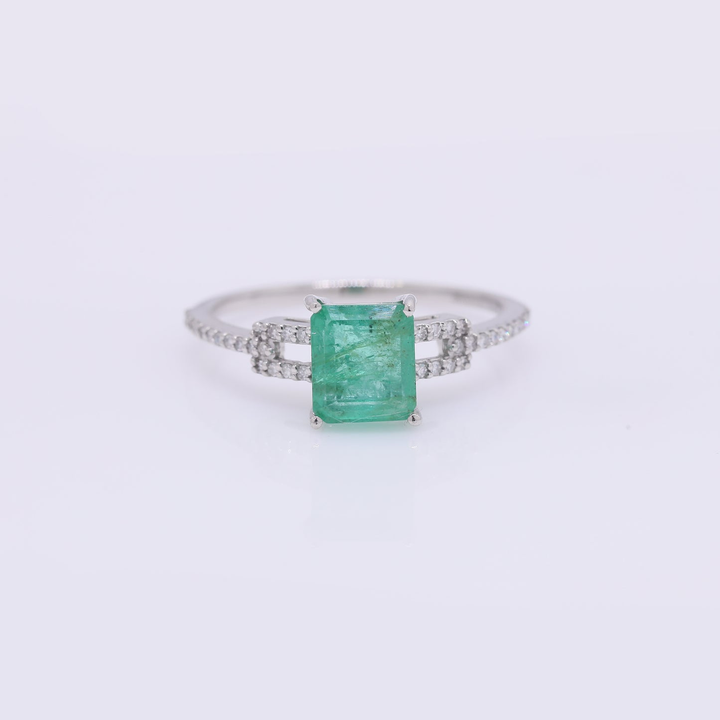 1.86 Ct Octagon Step Cut Natural Emerald 950 Platinum Ring
