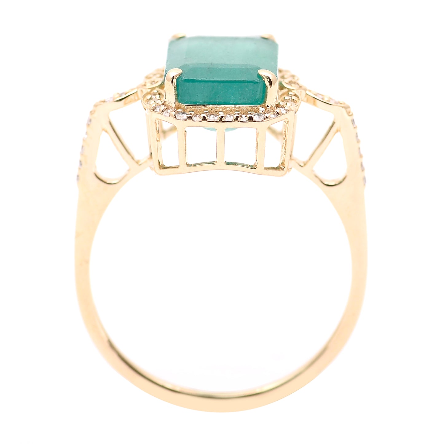 3.60 Ct Octagon Natural Emerald 14K Gold Ring