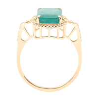 3.60 Ct Octagon Natural Emerald 14K Gold Ring