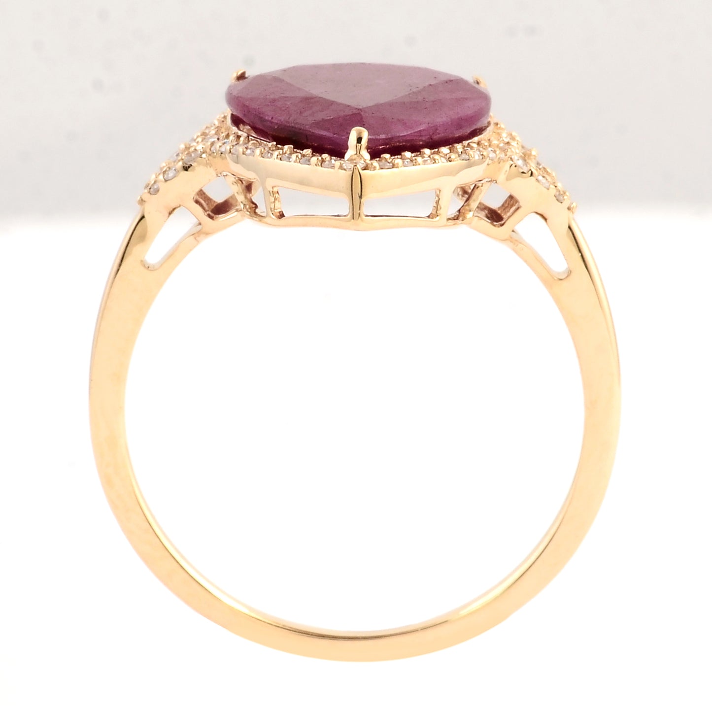 4.51 Ct Pear Mixed Cut Natural Corundum Ruby 14K Gold Ring
