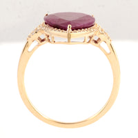4.51 Ct Pear Mixed Cut Natural Corundum Ruby 14K Gold Ring