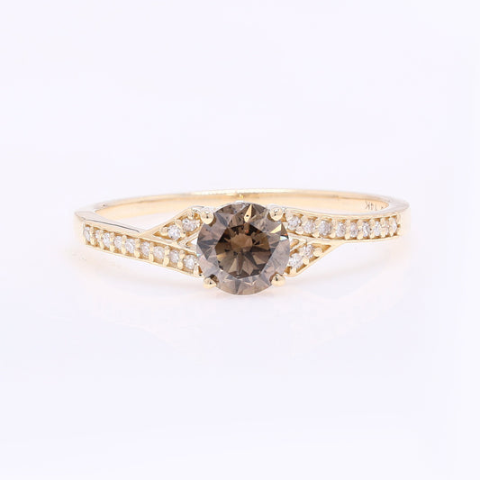 0.67 Ct Round Red Diamond 14K Gold Ring