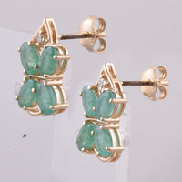 2.05 Ct Oval Natural Emerald 14K Gold Earrings