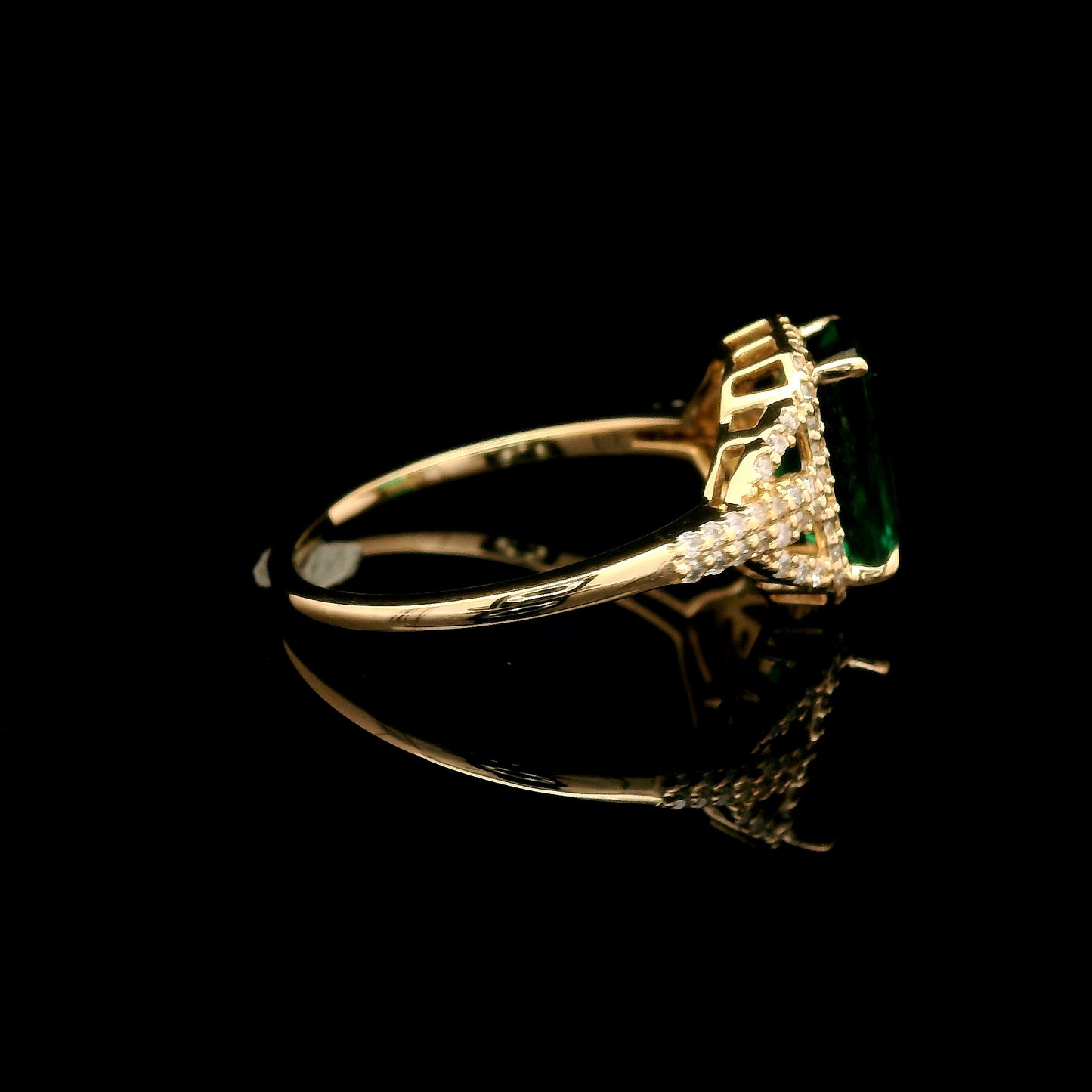 2.13 Ct Octagon Lab Grown Emerald 14K Gold Ring