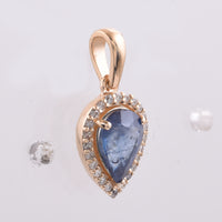 1.29 Ct Pear Natural Sapphire 14K Gold Pendant