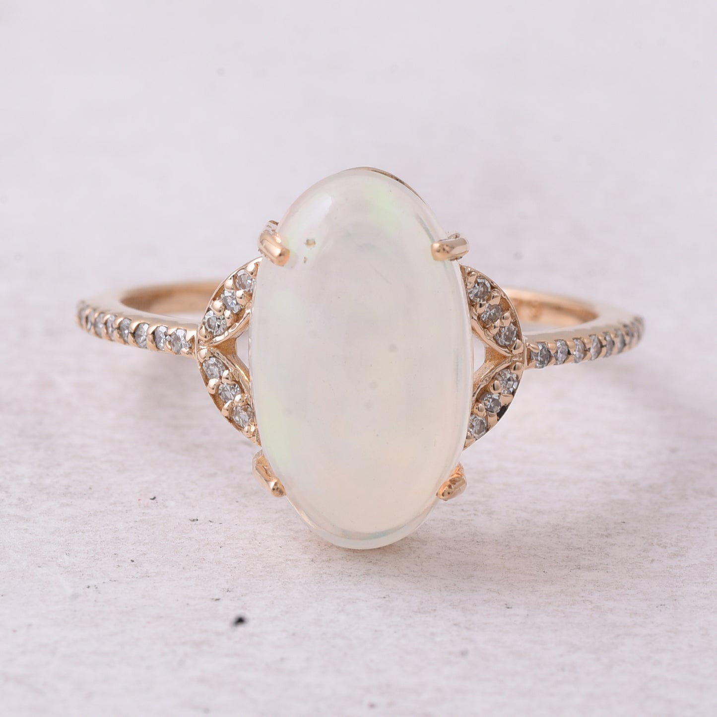 2.52 Ct Oval Cabochon Cut Natural Opal 14K Gold Ring