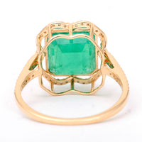 5.18 Ct Octagon Step Cut Natural Emerald 14K Gold Ring