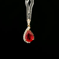 2.35 Ct Pear Lab Grown Ruby 14K Gold Pendant