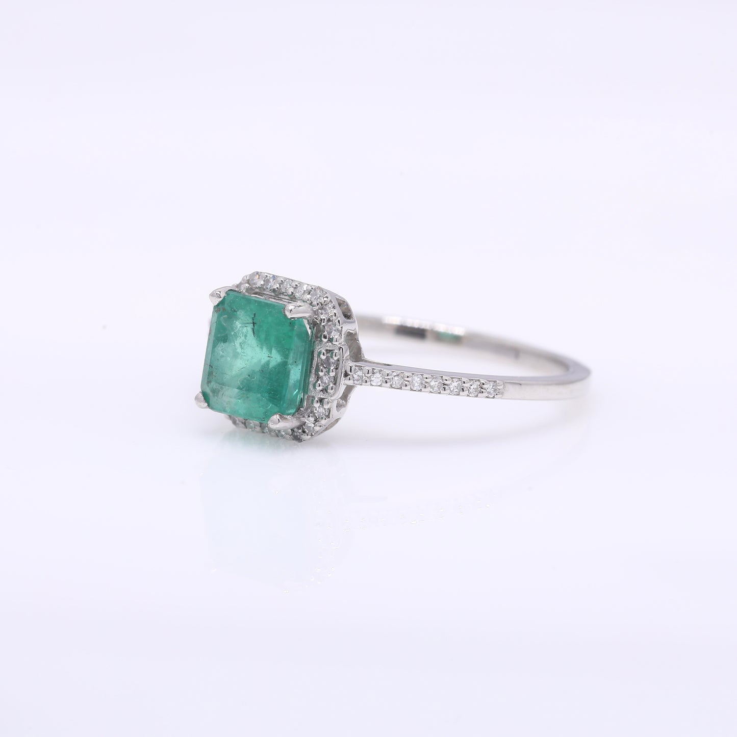 1.41 Ct Octagon Step Cut Natural Emerald 950 Platinum Ring