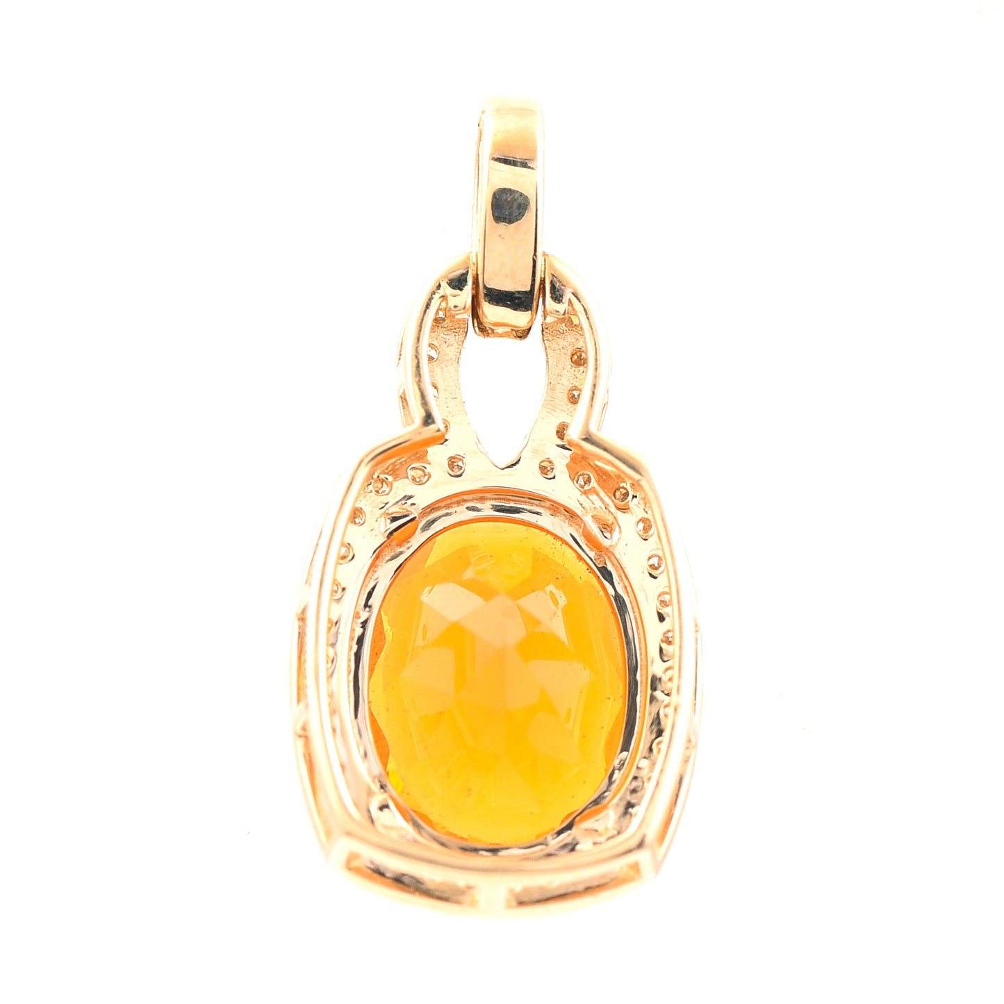 1.83 Ct Oval Mixed Cut Natural Fire Opal 14K Gold Pendant