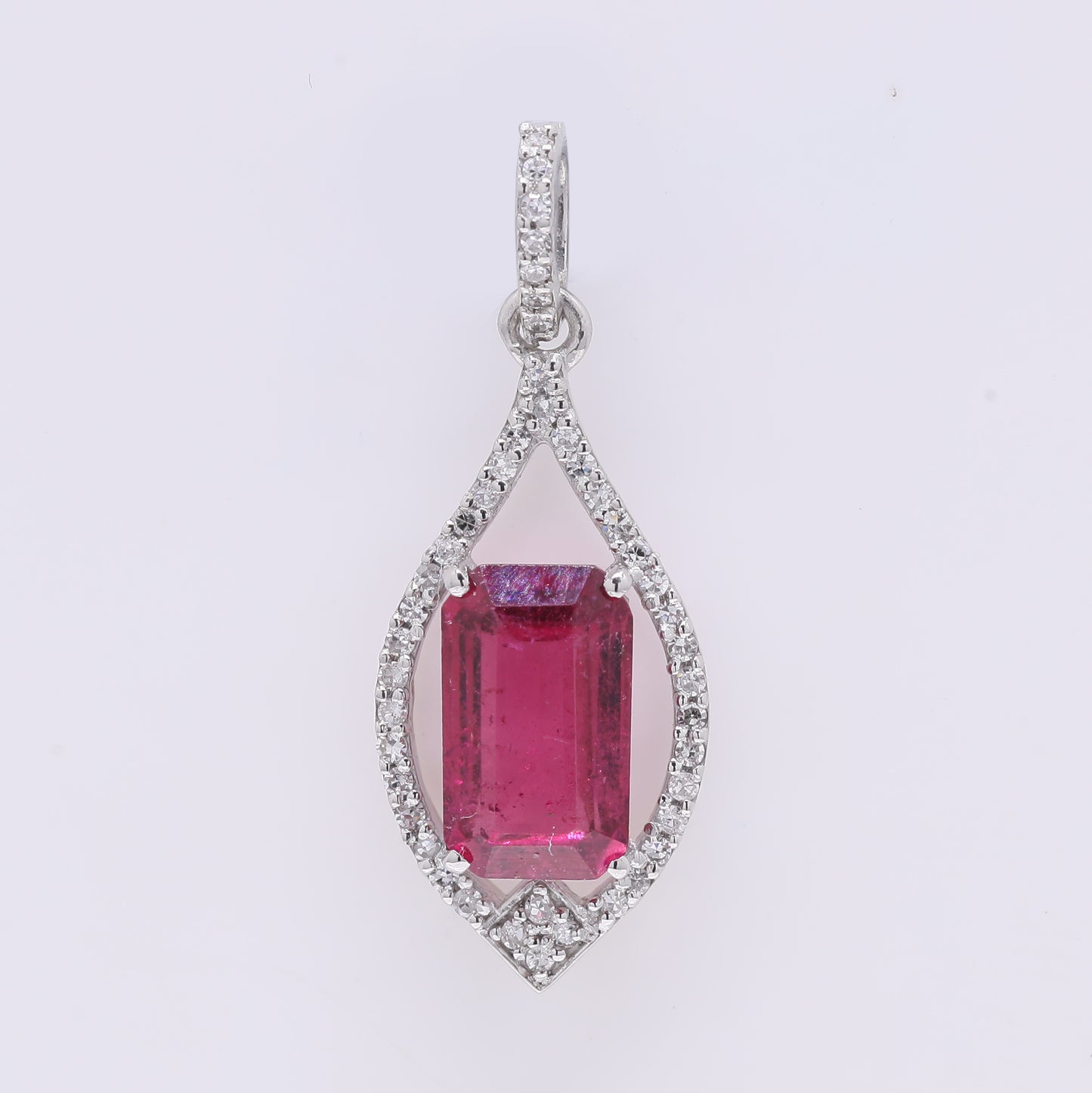 1.84 Ct Octagon Step Cut Natural Rubellite 950 Platinum Pendant