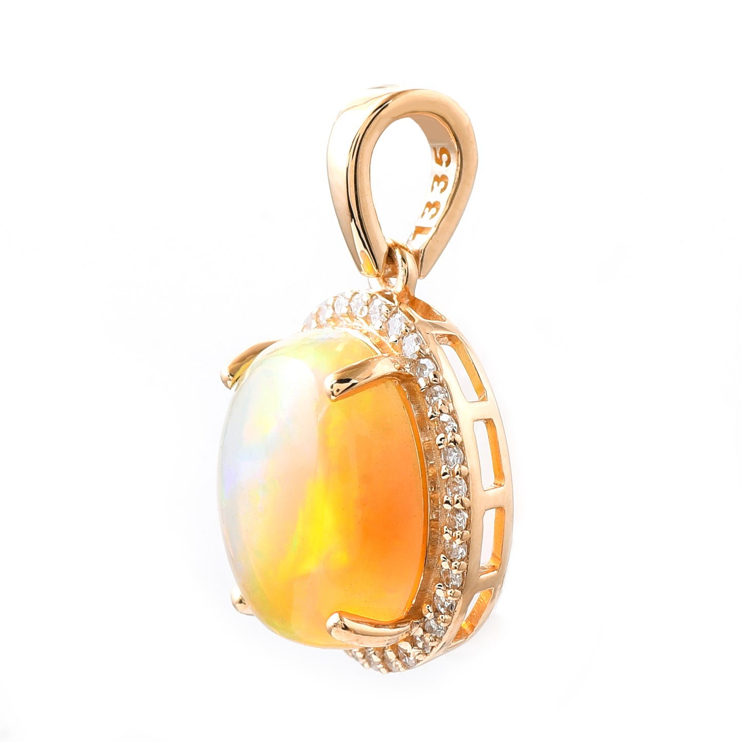 2.42 Ct Oval Opal 14K Gold Pendant