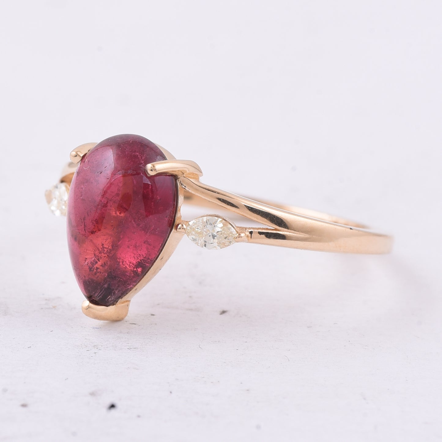 2.30 Ct Pear Natural Pink Tourmaline 14K Gold Ring