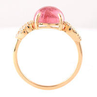 3.11 Ct Cushion Cabochon Cut Natural Pink Tourmaline 14K Gold Ring