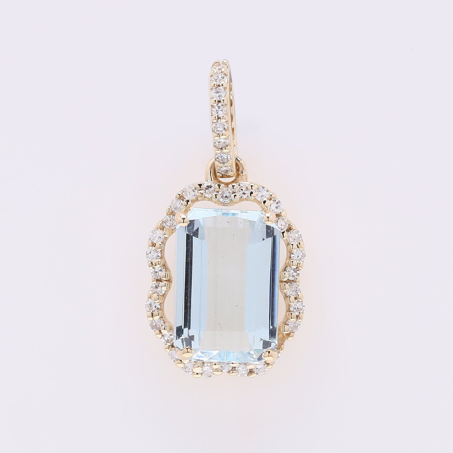 1.61 Ct Octagon Step Cut Natural Aquamarine 14K Gold Pendant