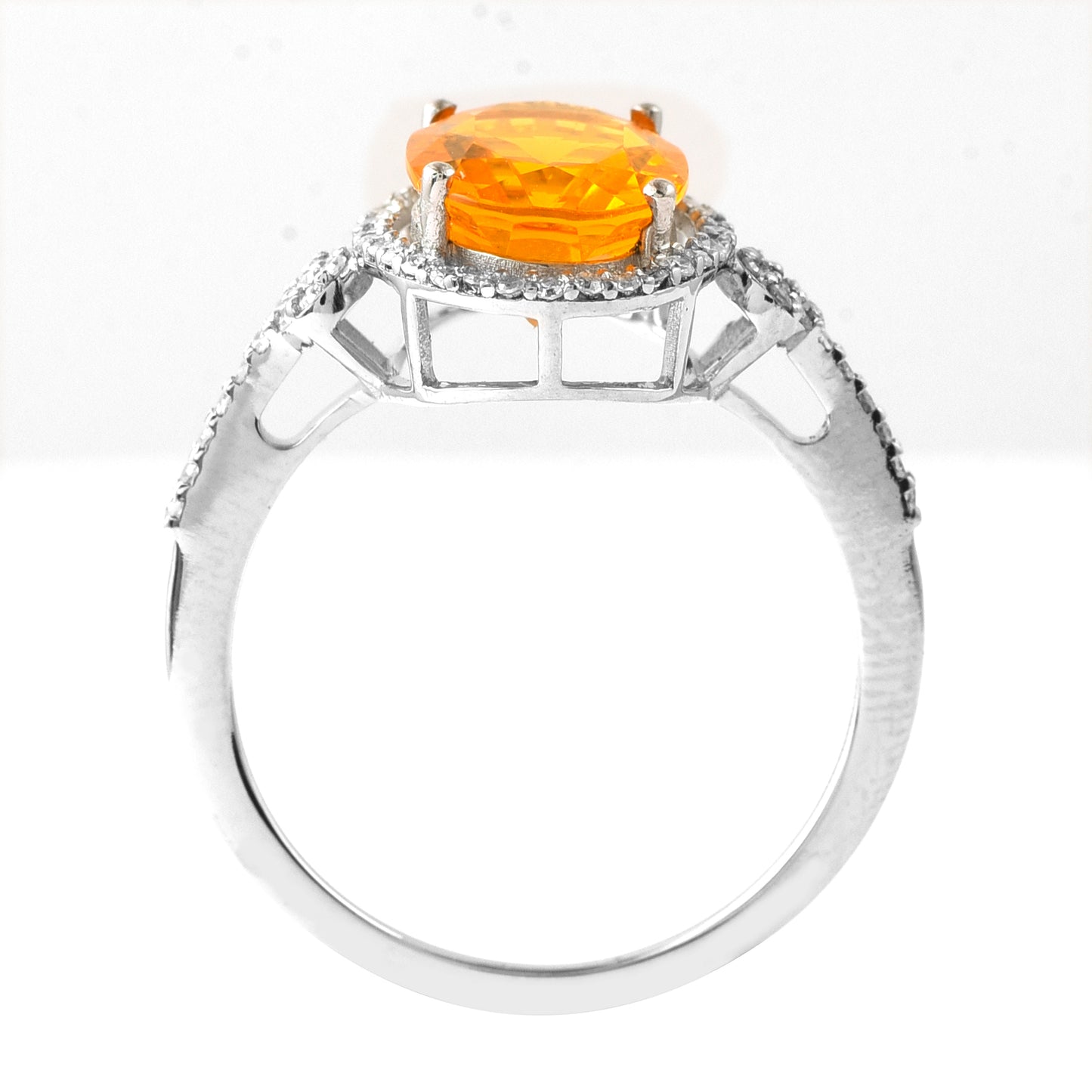 1.96 Ct Oval Mixed Cut Natural Fire Opal 950 Platinum Ring
