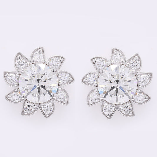 3.66 Carats Lab Grown Diamond 14K Gold Earrings