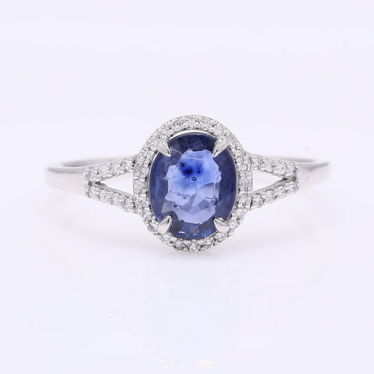 1.10 Ct Oval Mixed Cut Natural Sapphire 950 Platinum Ring