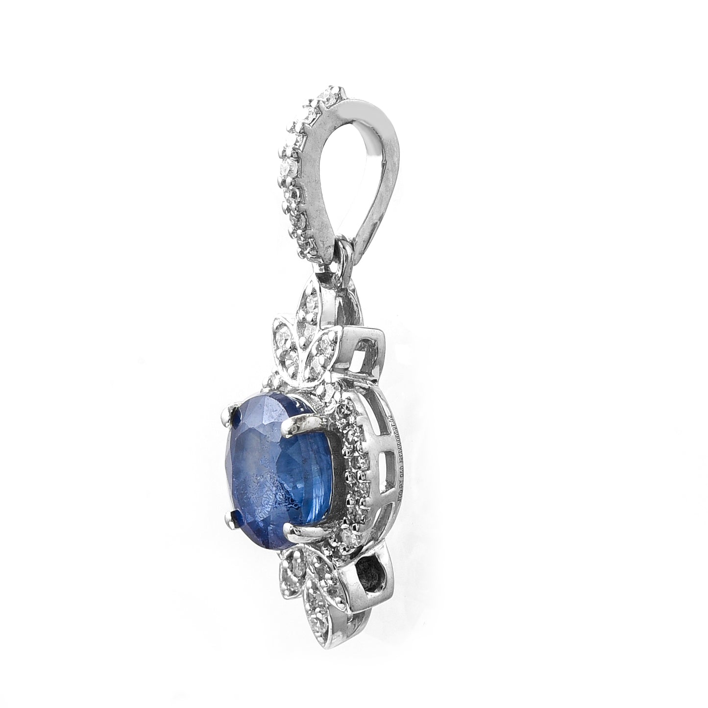 1.14 Ct Oval Sapphire 950 Platinum Pendant