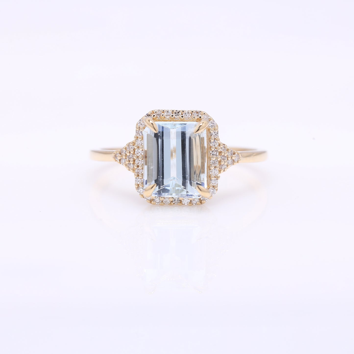2.18 Ct Octagon Step Cut Natural Aquamarine 14K Gold Ring