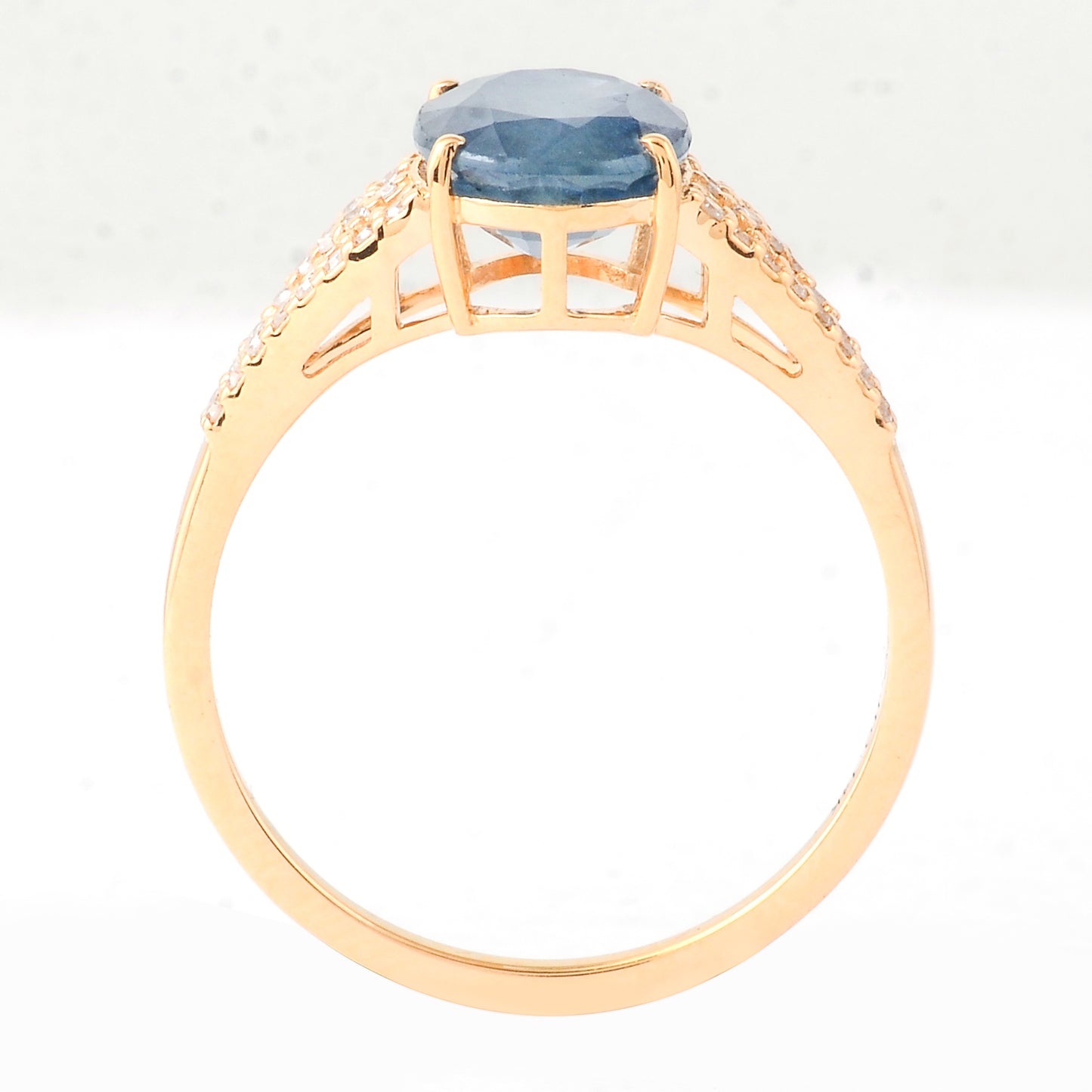 2.76 Ct Oval Mixed Cut Natural Sapphire 14K Gold Ring