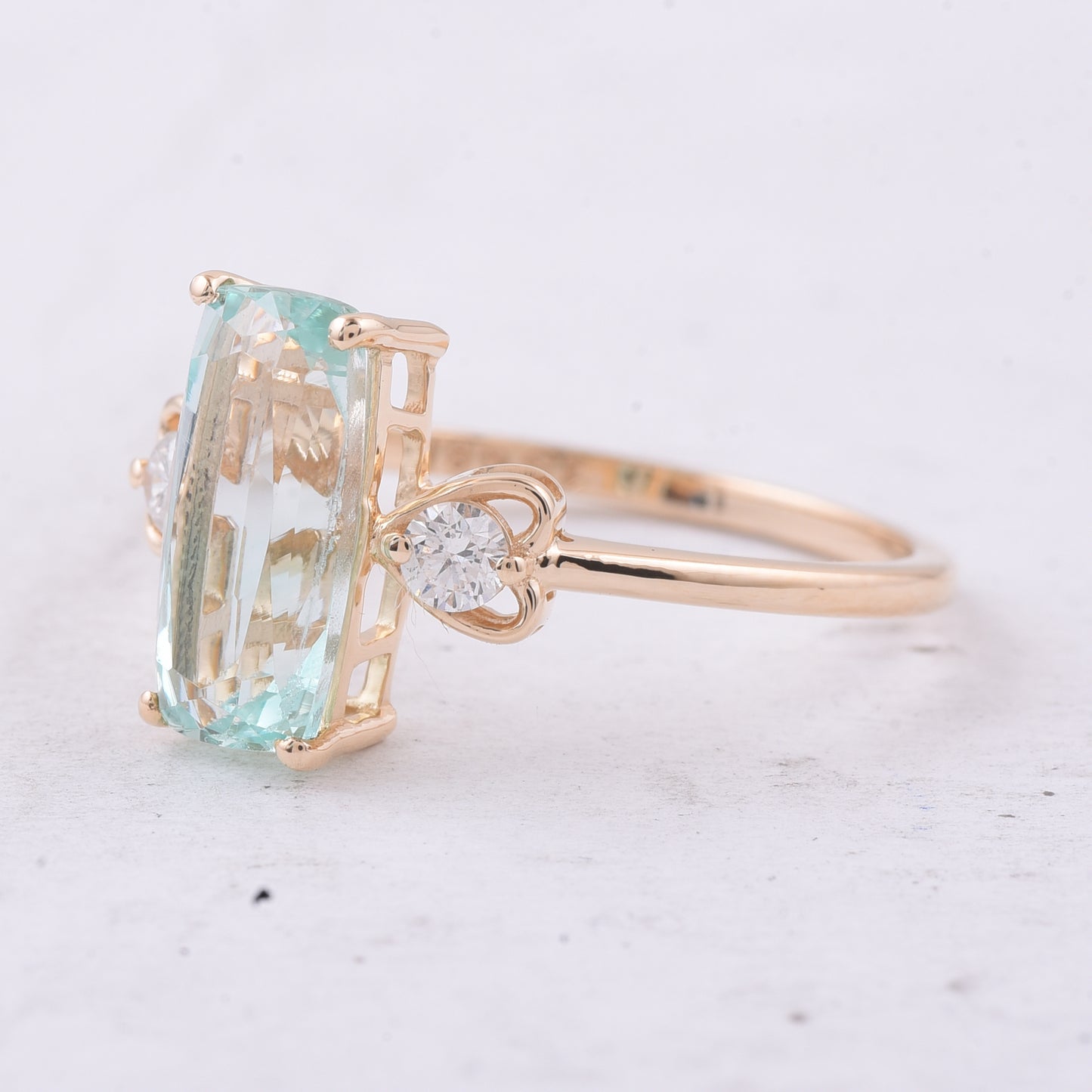 2.07 Ct Cushion Natural Beryl 14K Gold Ring