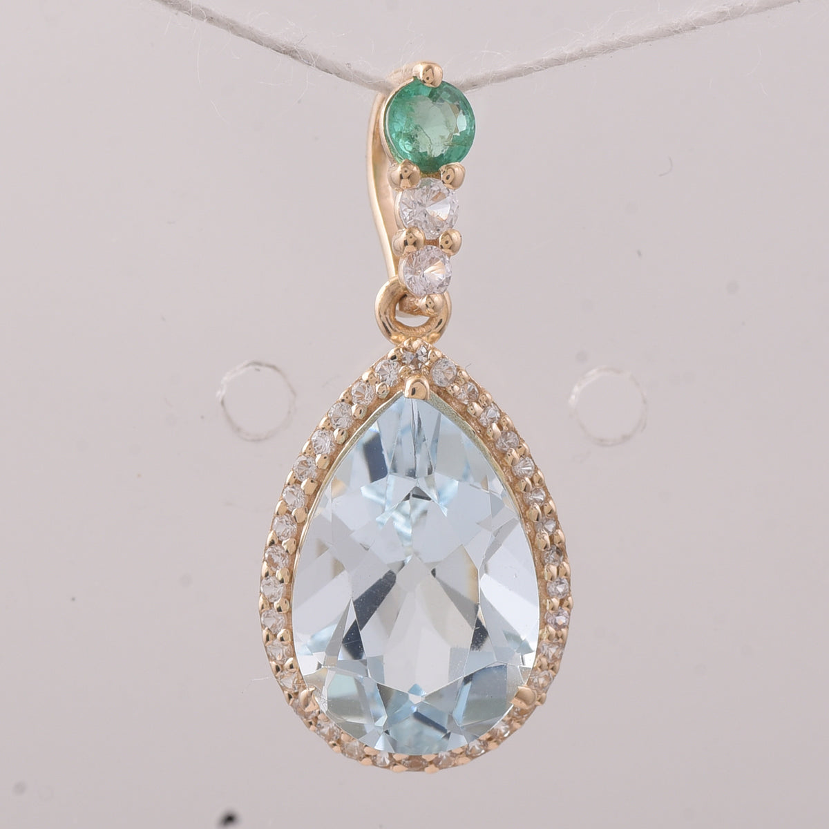3.35 Ct Pear Aquamarine 9K Gold Pendant