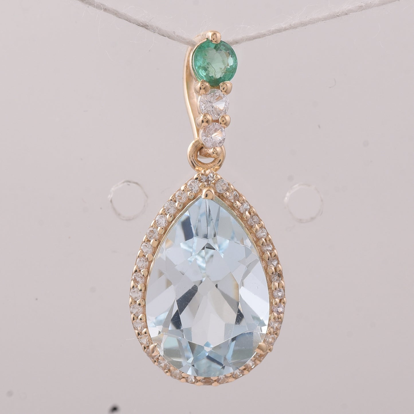 3.35 Ct Pear Aquamarine 9K Gold Pendant