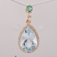 3.35 Ct Pear Aquamarine 9K Gold Pendant