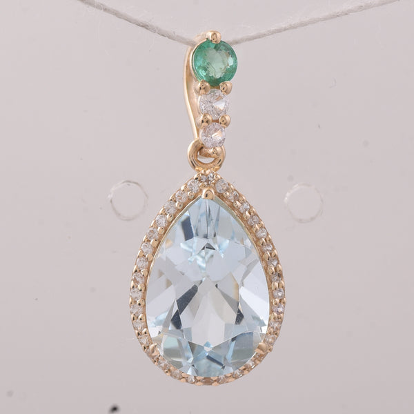 3.35 Ct Pear Aquamarine 9K Gold Pendant