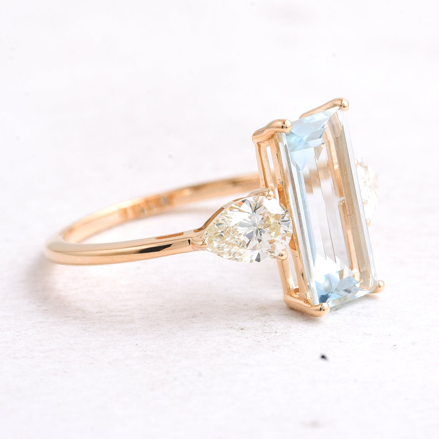 2.60 Ct Rectangle Step Cut Natural Aquamarine 14K Gold Ring