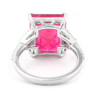 7.55 Ct Rectangular Step Cut Natural Corundum Ruby 950 Platinum Ring