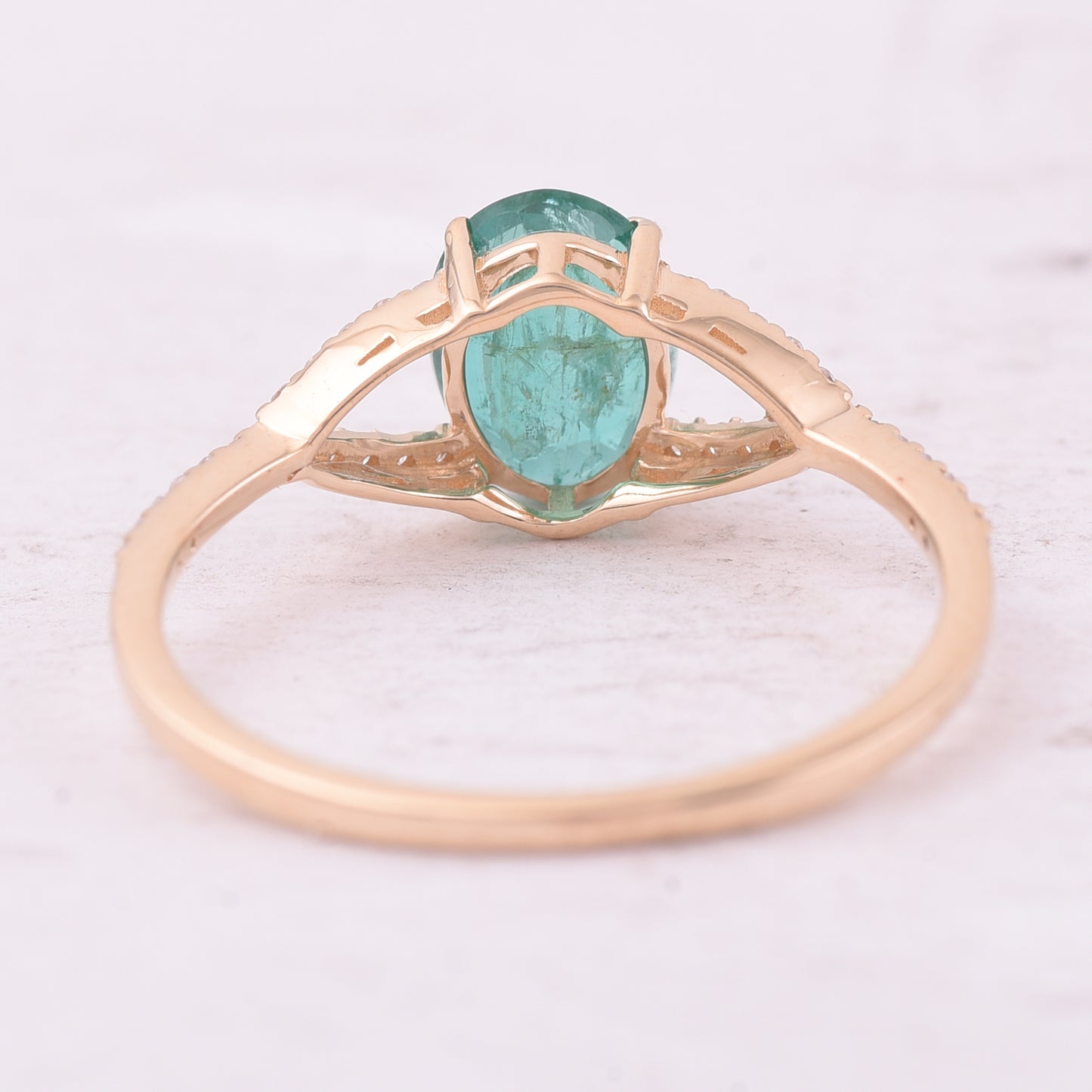 1.03 Ct Oval Mixed Cut Natural Emerald 14K Gold Ring